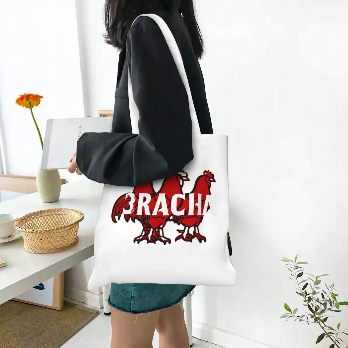 3RACHA Shopping Bags Canvas The Tote Bag Foldable for Ladies Shoulder Tote Travel Handbag