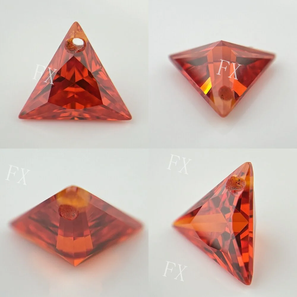Single Hole Orange CZ Beads Cubic Zirconia Stones Triangle Shape AAAAA Cubic Zirconia Stone Loose For DIY Jewelry Making Zircon
