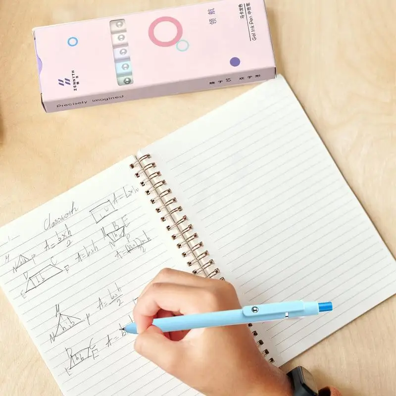 Pens Gel Smooth Writing Pen Set Of 5 Soft Touch Barrel Smooth Writing Pens Retractable Note-Taking Pens For Students Teachers