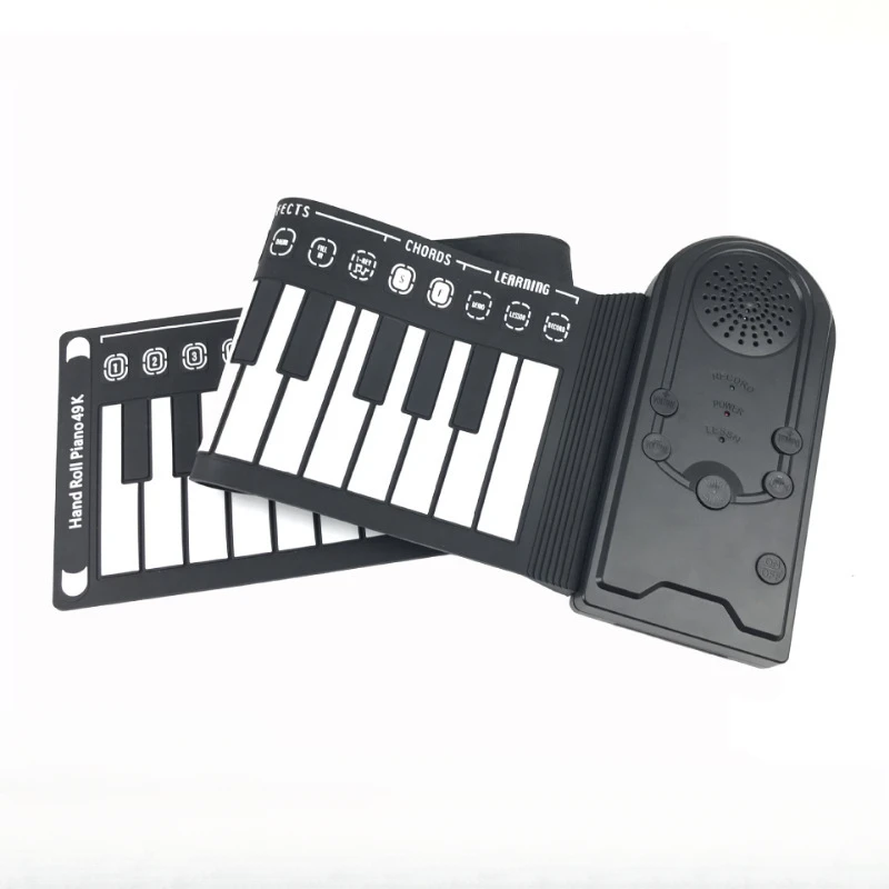 

49 Keys Hand Roll Up Piano Silicone Portable Keyboard Musical Instrument For Education Foldable Beginning Electronic Organ