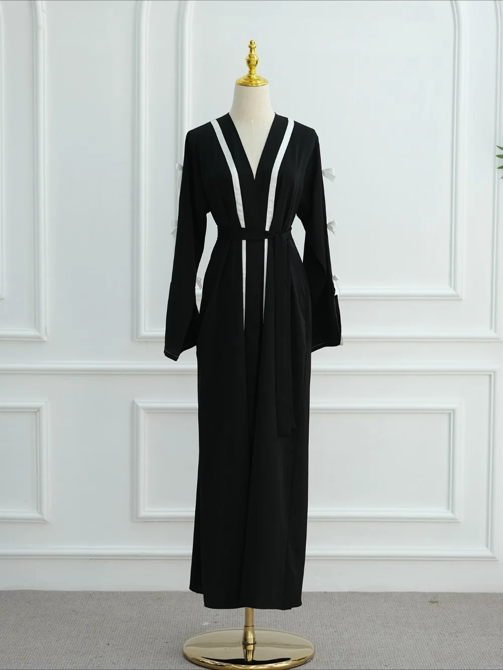 Eid Abaya Muslim Bow Women Open Dresses Jalabiya Vestidos Largos Split Sleeve Ramadan Morocco Dubai Long Robe Party Kaftan 2025