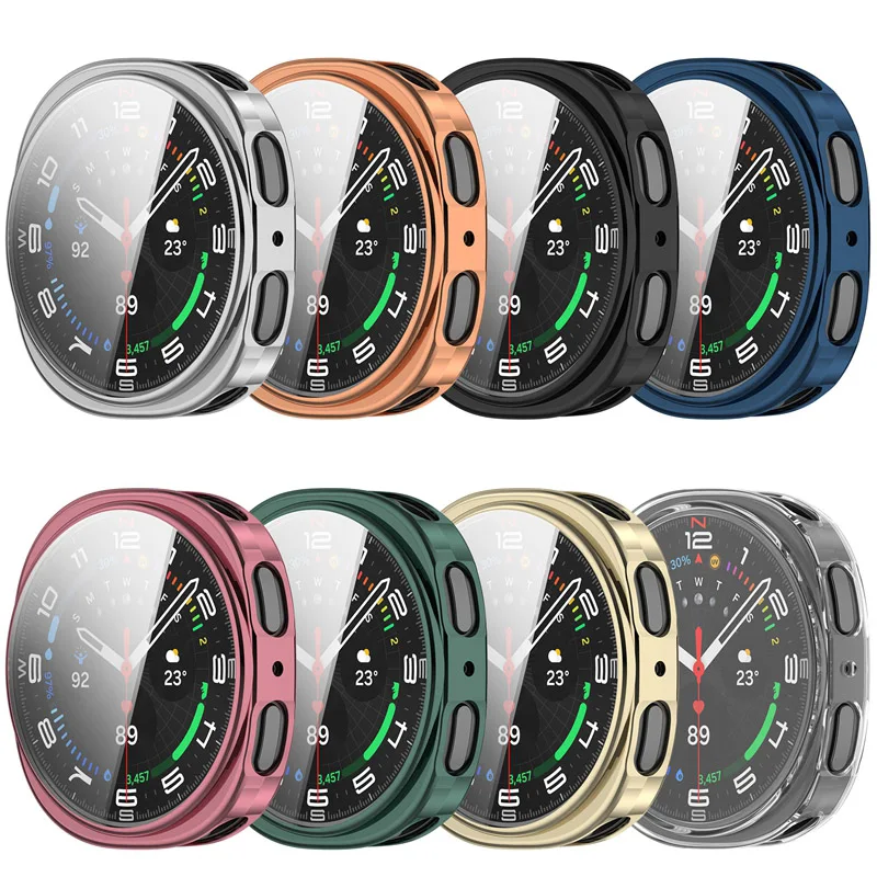 حافظة من مادة TPU الناعمة الشاملة لساعة سامسونج جالاكسي 8 40 44 ملم واقي شاشة وإطار غطاء ممتص للصدمات