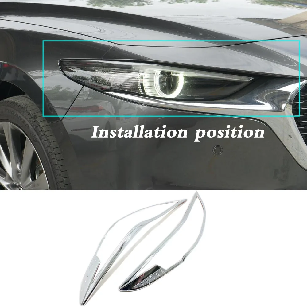 

Car Cover Styling Detector ABS Chrome Front Light Lamp Trim Frame Sticks For Mazda 3 Mazda3 Axela M3 Sedan 2019 2020 2021 2022