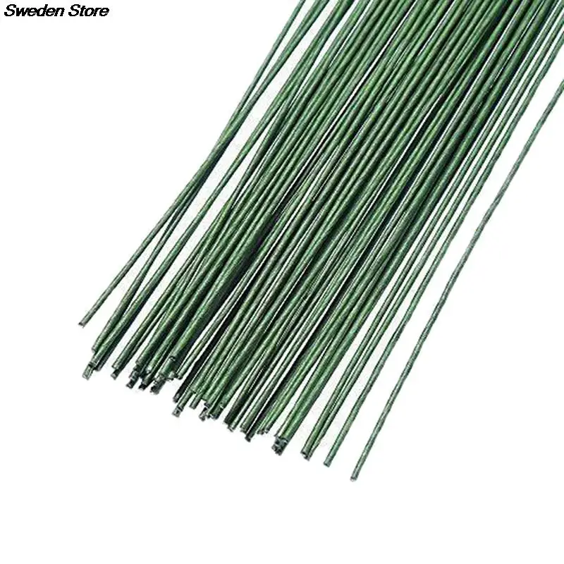 12pcs/lot Mew Green 60cm Iron Wire Plastic Florist Stub Stems Floral Wire Wedding Bridal Bouquet Craft Decor Artificial Flowers