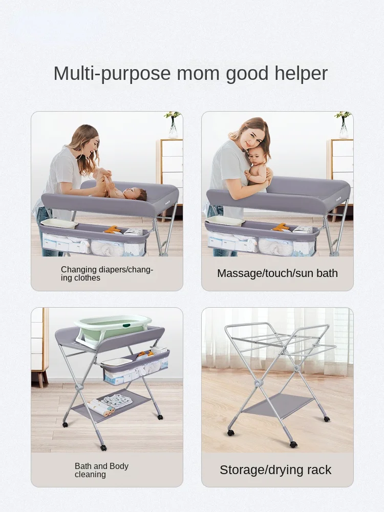 Diaper-Changing Table Baby Care Desk Baby Change Diaper-Changing Table Multifunctional Foldable Bed Massage Touch Bath