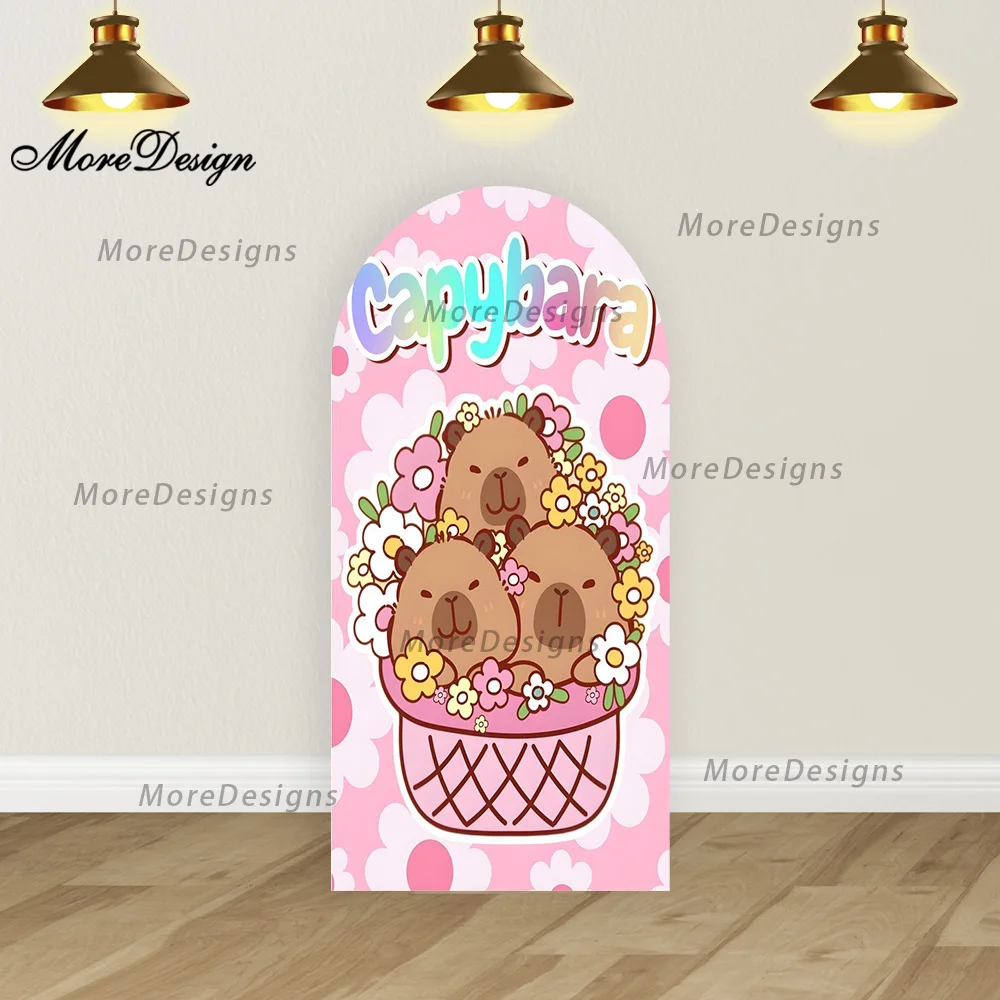 Cartoon Capybara Arch Photo Backdrop Covers Baby Shower Decoration Kids Birthday Party Arched Covers Doubleside Backdrop Props - view 3