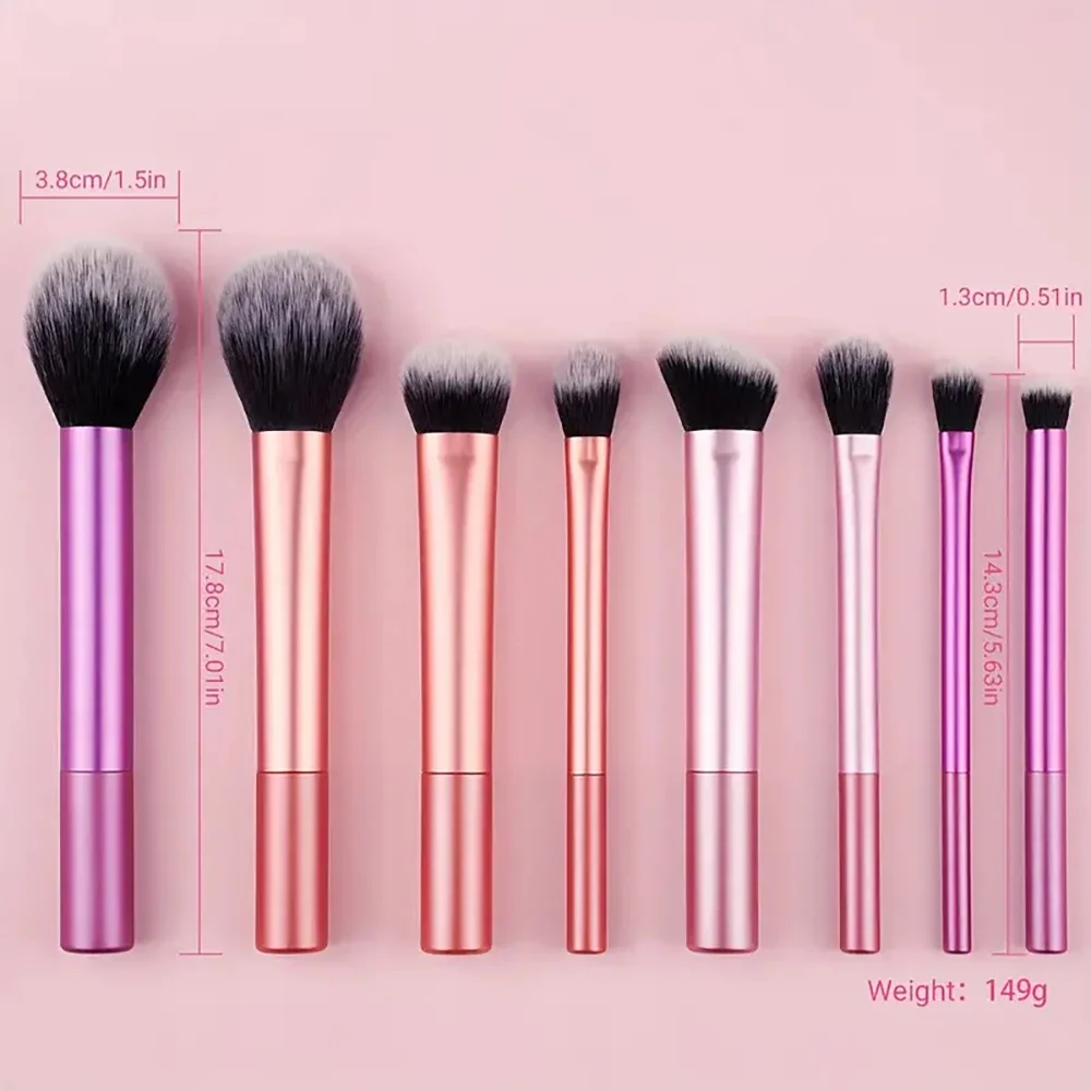 Set di pennelli per trucco professionale da 8 pezzi: ideale per fondotinta/blush/altaluminante/ombretto/miscela Kabuki