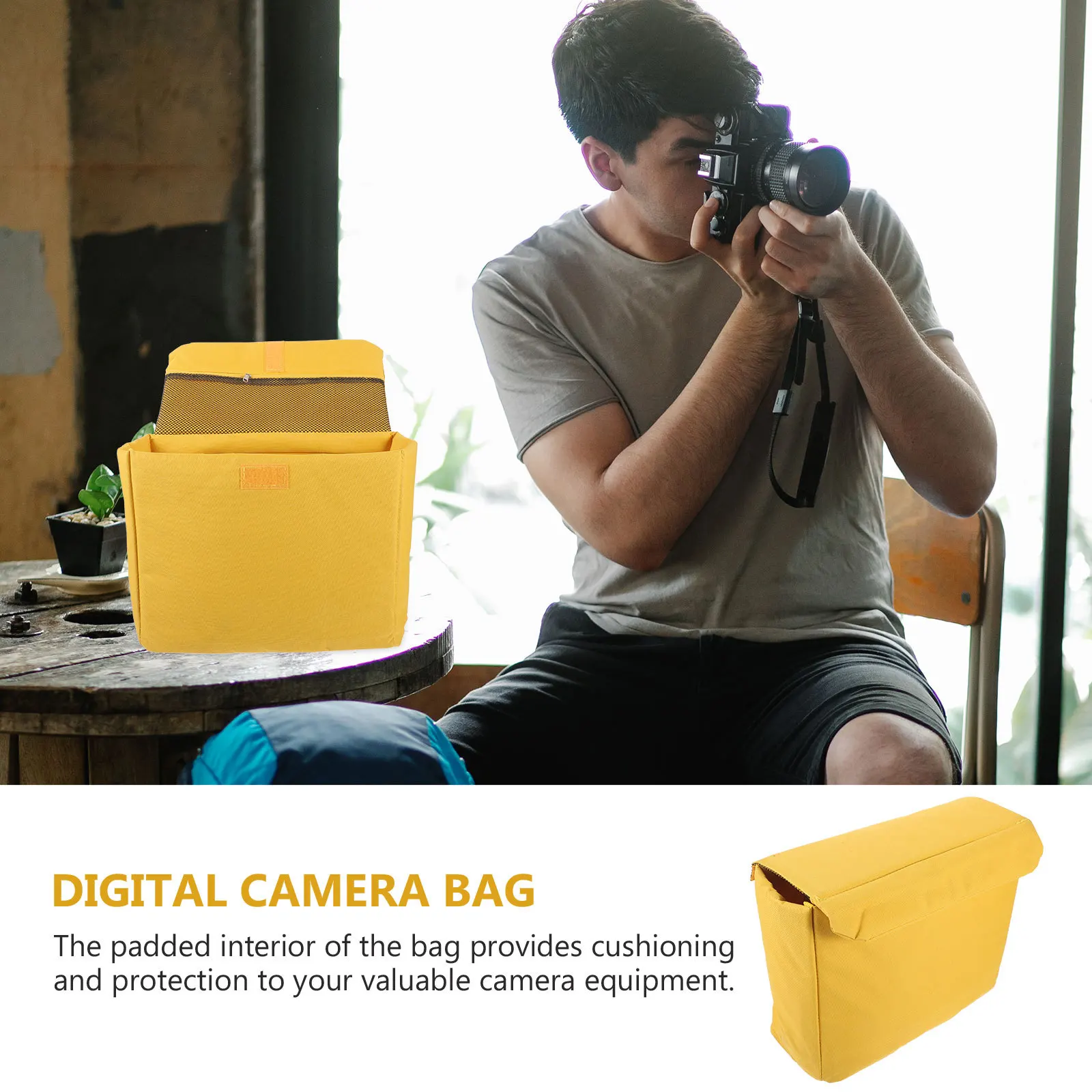 

Digital Camera Inner Bag Insert for Backpack Shockproof Yellow Inserts Padded Protective Case