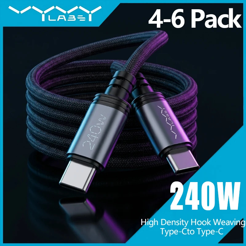 Vyvylabs 240W Typ-C zu Typ-C Schnellladekabel USB-C zu USB-C Ladekabel für Xiaomi Macbook iPhone 15-17 Air/Pro Max