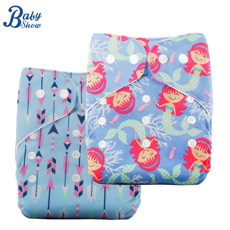 2pcs Newborn Washable Cloth Diapers One Size Reusable Diaper Pocket Fashion Print Nappies Adjustable Baby Toilet Training Pants