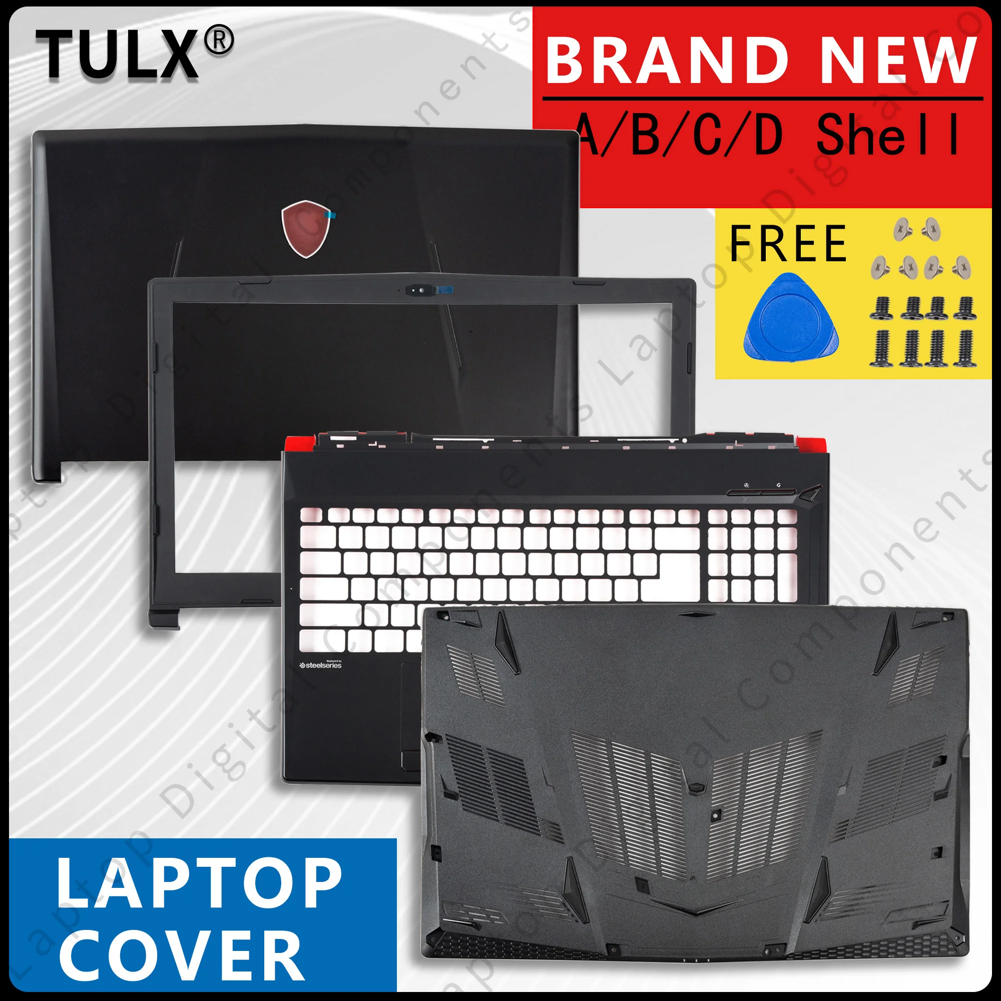 

New Case For MSI GL63 MS-16P7 16P6 16P5 Series Laptop Back Cover Front Bezel Palmrest Bottom Case Hinges Hinge Cover Black