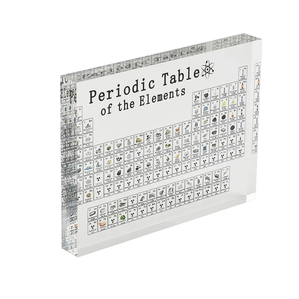 

High Quality Portable Practical Periodic Table With Element Transparent Ornament Samples School Science Studying 85-bit