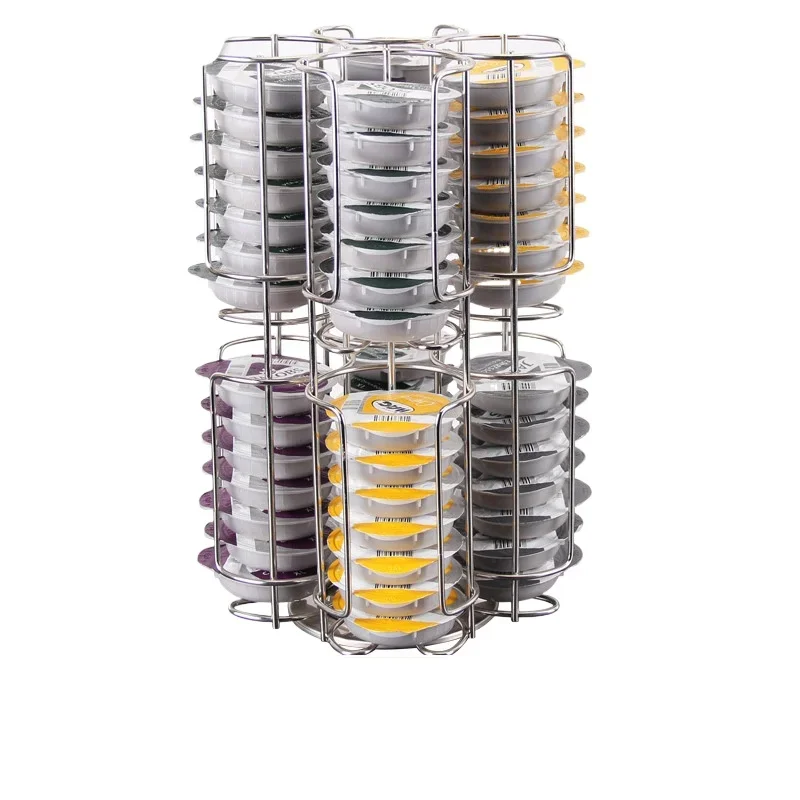 64 Pcs Tassim Coffee Capsule Display Rack Bartesian Cocktail Capsule Storage High-Capacity Rotatable 360 Degree Metal Rack