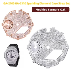 Starry Sky Diamond Dial For Casio G-SHOCK Modified Farmer's Oak GA-2100 GA-2110 Series Sparkling Diamond Case Strap Set