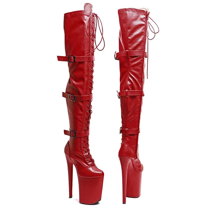 New 23CM/9inches Patent Upper fashion lady High Heel platform Pole Dance Shoes Over-the-Knee Modern Boots