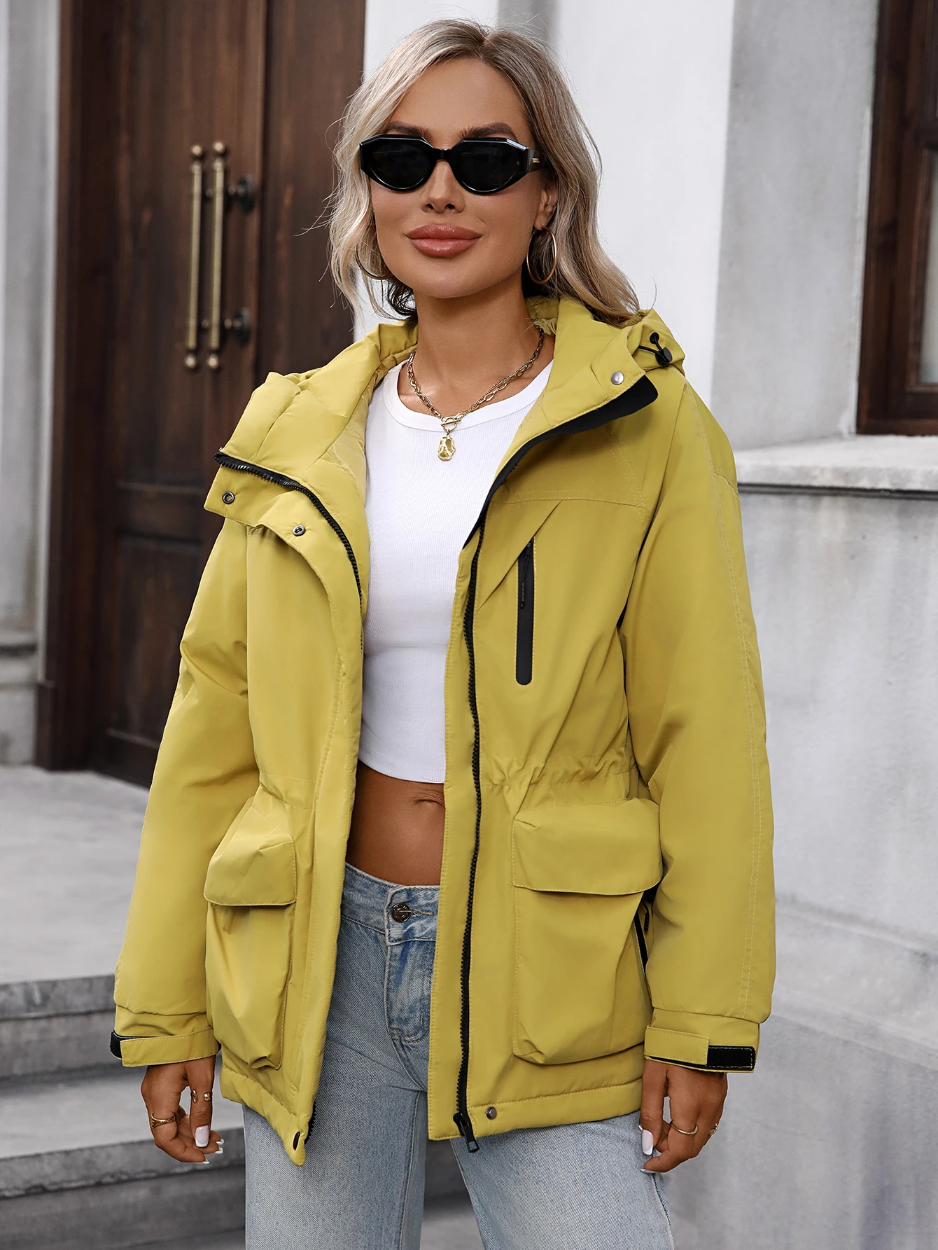 

Winter Women's Padded Coats Hooded Zip Up Thickened Parka Outdoor Wear Jackets Warm Outerwear