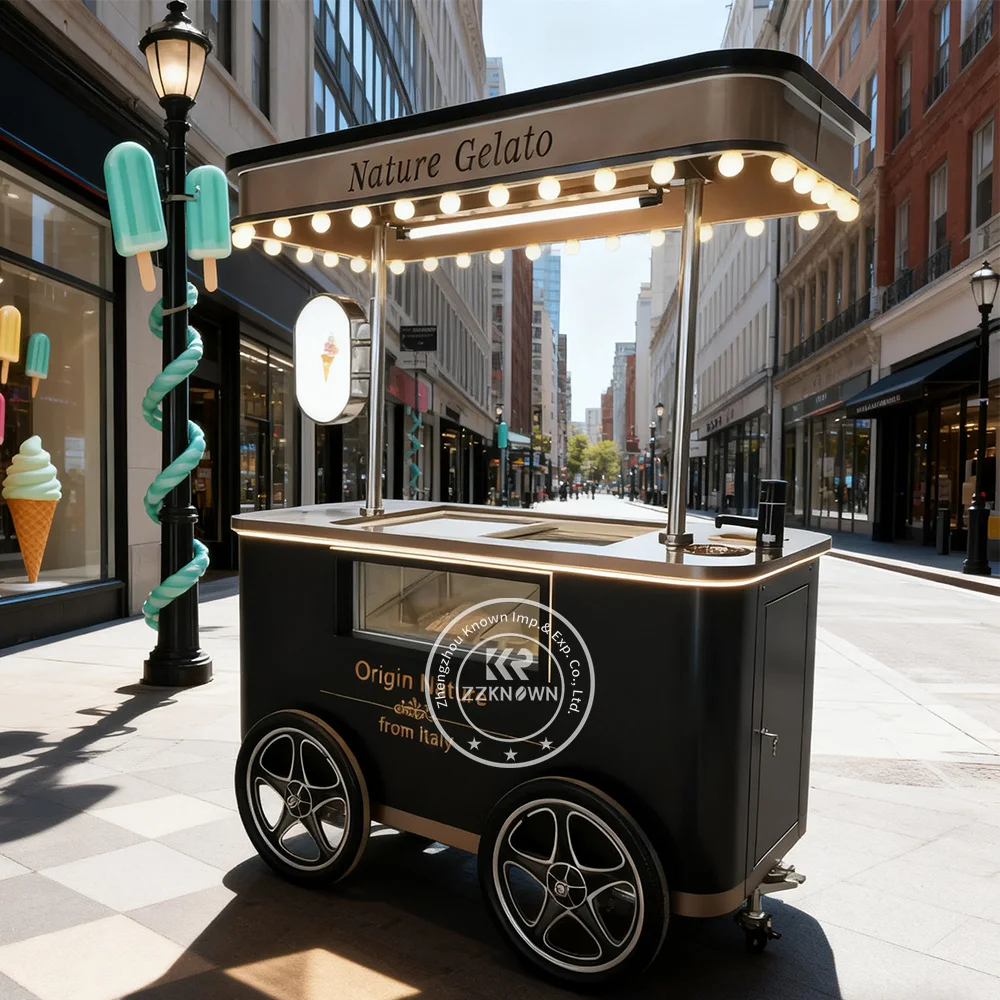 

Ice Cream Cart Ice Cream Push Cart Gelato Display Freezer Ice Cream Display Case Mobile Food Cart Street Food Cart