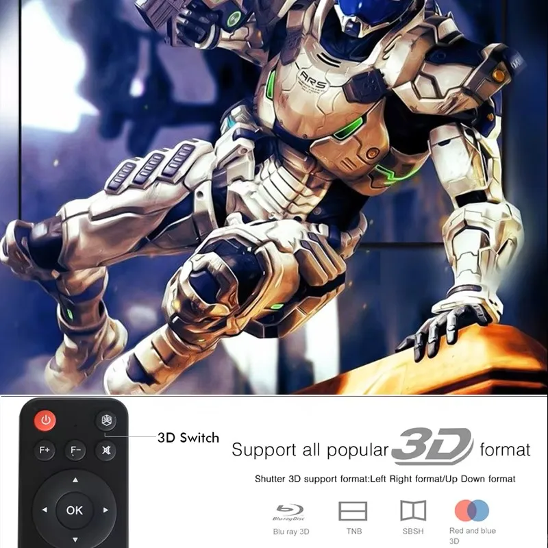 Smartldea Real 3D 4K DLP Projetor Full HD 1080P Android 9.0 5G WiFi 2G + 32G BT Projetor inteligente Beamer de videogame HD diurno