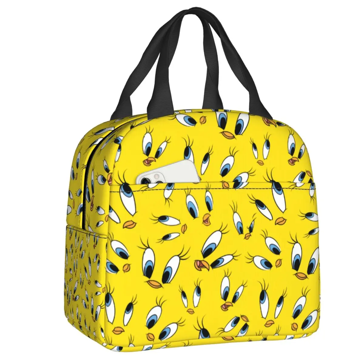 

Custom Tweetys Cartoon Animation Yellow Bird Insulated Lunch Bags School Office Waterproof Cooler Thermal Lunch Box Women Kids