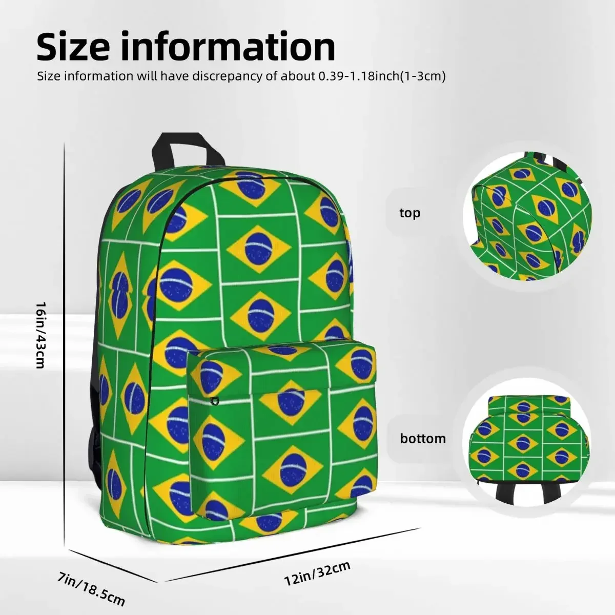 Brazil National Flag Backpacks Large Capacity Student Book bag Shoulder Bag Laptop Rucksack Travel Rucksack Children School Bag