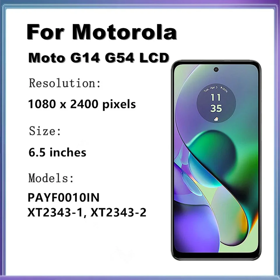 Pantalla G14 G54 LCD para Motorola Moto G54 LCD XT2343-1 con táctil y digitizador con marco para Moto G14 Screen PAYF0010IN 3