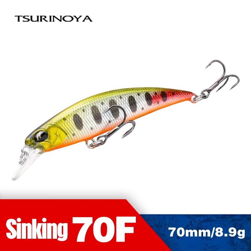 Tsurinoya dw75 isca de pesca peixinho de água doce, isca de peixinho peixinho liquidificador wobbler 70s 70mm