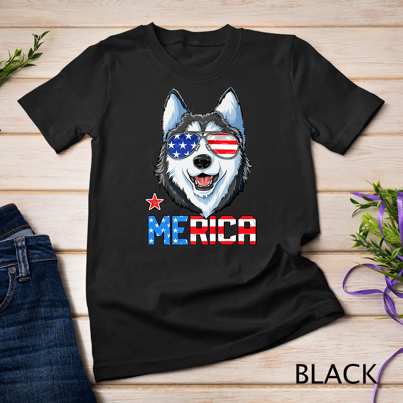 Siberian Husky 4Th Of July T Shirt Merica Men American Flag Sweat