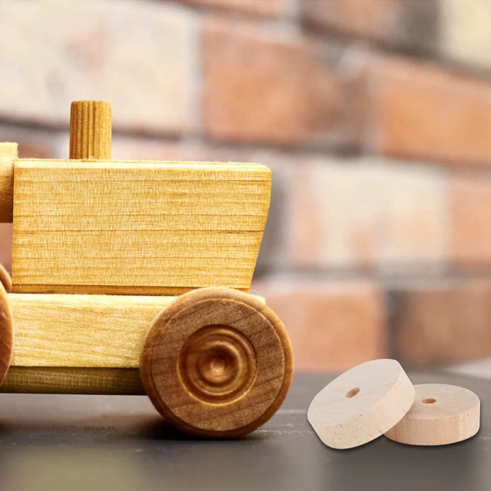 

30Pcs Car Wheels Wooden Small Round Wood Wheels for Craft Painting DIY Kids Creative Wood Wheel Accessories Wooden Toy
