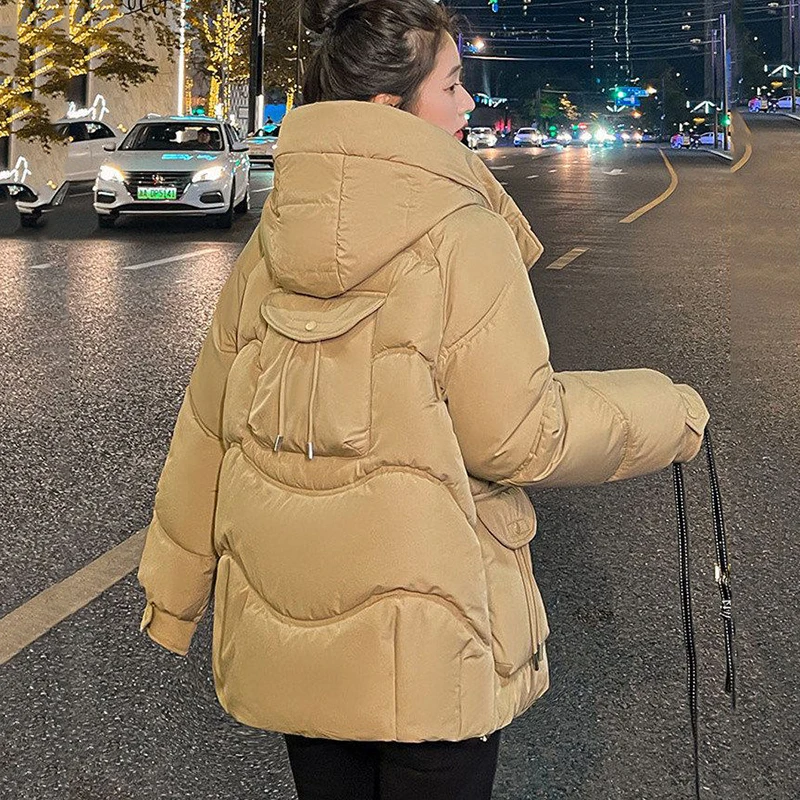 2025New frauen Unten Mäntel Parkas Winter Mode Mit Kapuze Tops Brot Service Jacken Dicke Warme Baumwolle Gefütterte Parka Weibliche outwear