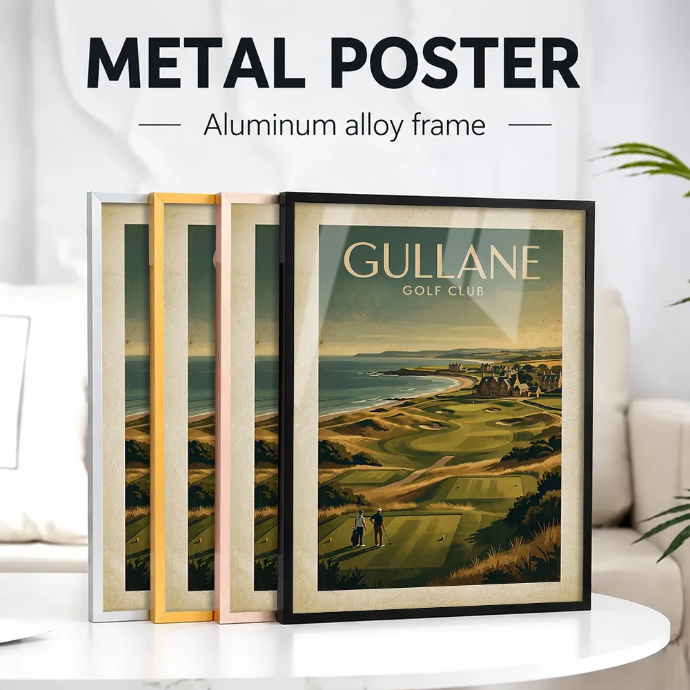 Gullane Golf Club Vintage Framed Metal Poster Personalized Photo Refined Scenic Style Wall Art For Home Office Retirement Gift