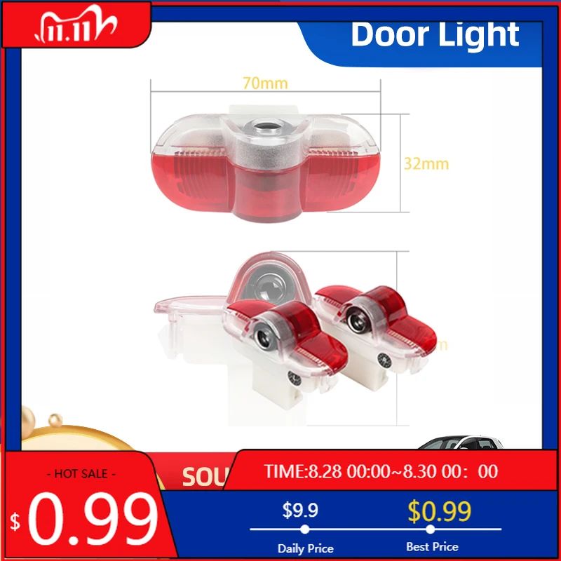 

2026 Новый для VW VOLKSWAGEN Автомобильный мусор 2X НОВЫЙ светодиодный сигнальный светильник на дверь автомобиля, приветственный призрак, тень, аксессуары для VW Golf 3 4 Mk3 Mk4