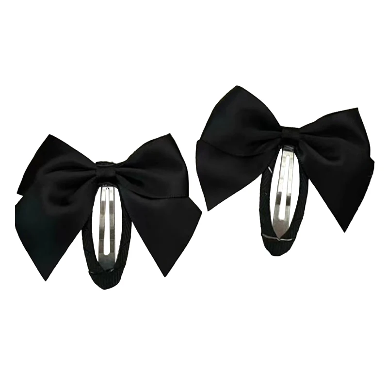 2PCS Sanrio Korean Fashion Ribbon Bowknot Hair Clips Elegant Sweet Bow Hairpin Barrettes BBClip For Women Girl Hair Accessories