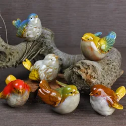 6pcs/Set Ceramic Birds Figurine Ornament  Porcelain Magpie Animal Home Decoration Sparrow Statue Model Crafts Holiday Gifts