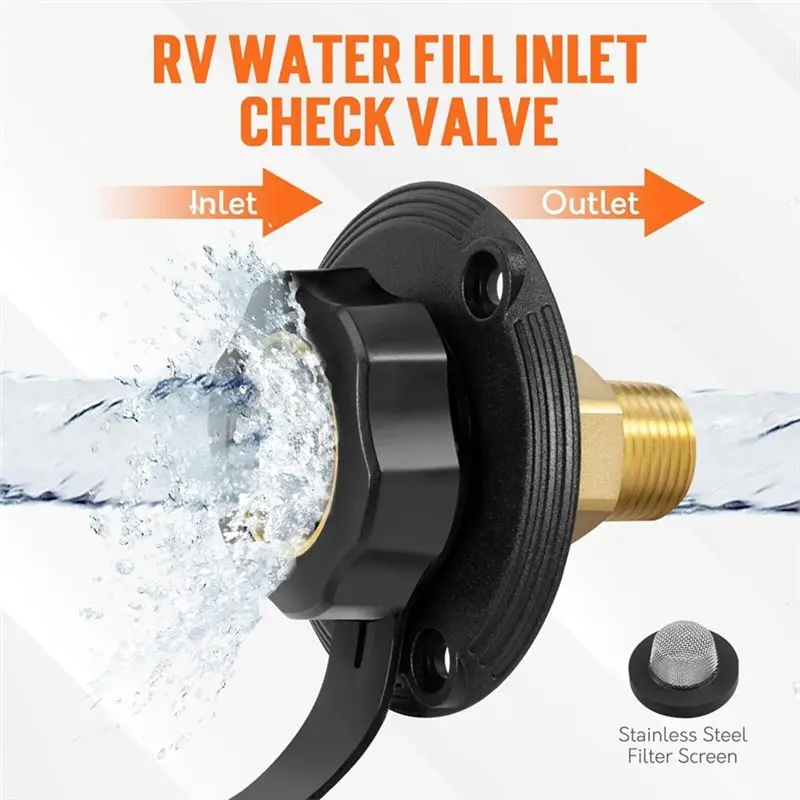 M93K-RV City Water Inlet With Check Valve, Brass Thread