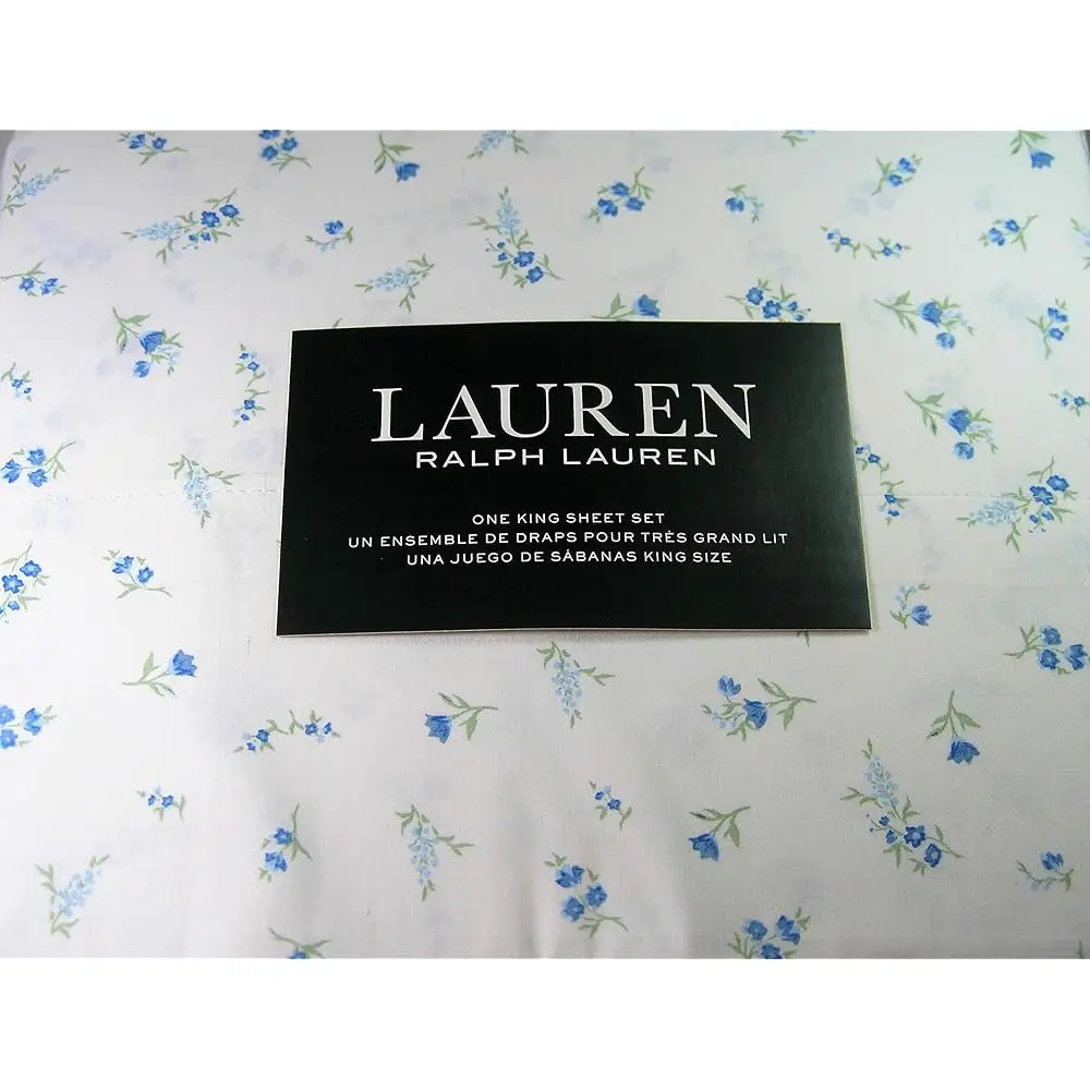 

Small Floral Blue Print Sheet Set White Ground 100% Cotton (King)