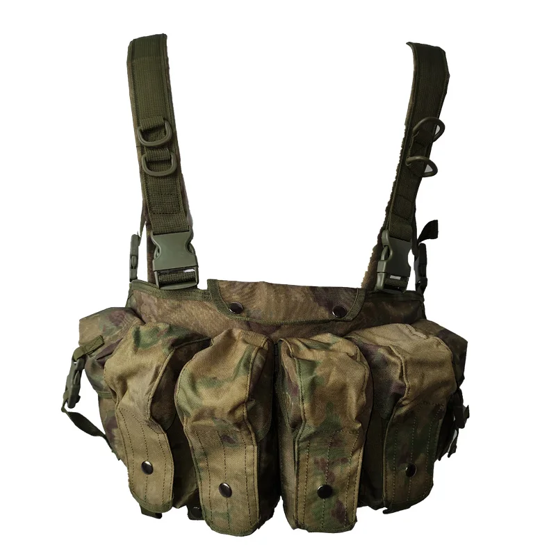 

Airsoft Atacs FG Camouflage AK 47 Magazine Pouch Carrier Military Hunting Gear Chest Rig Molle Tactical Ammo Airsoft Equipment