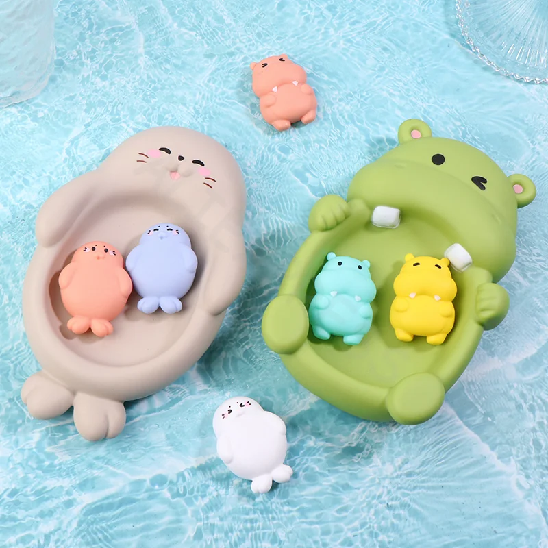 Bathroom Floating Animal Hippo Otter Sealed Floating Play Toy Baby Bath Bath Toy Swimming Pool Parent-child Interactive Toys