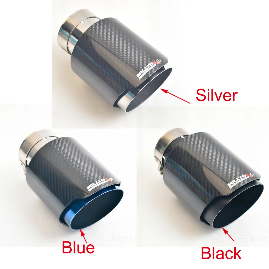 Brunt Blue Stainless Steel Muffler Tip Twill Glossy Carbon Fiber Black End Pipe for F20 CX-4 Car