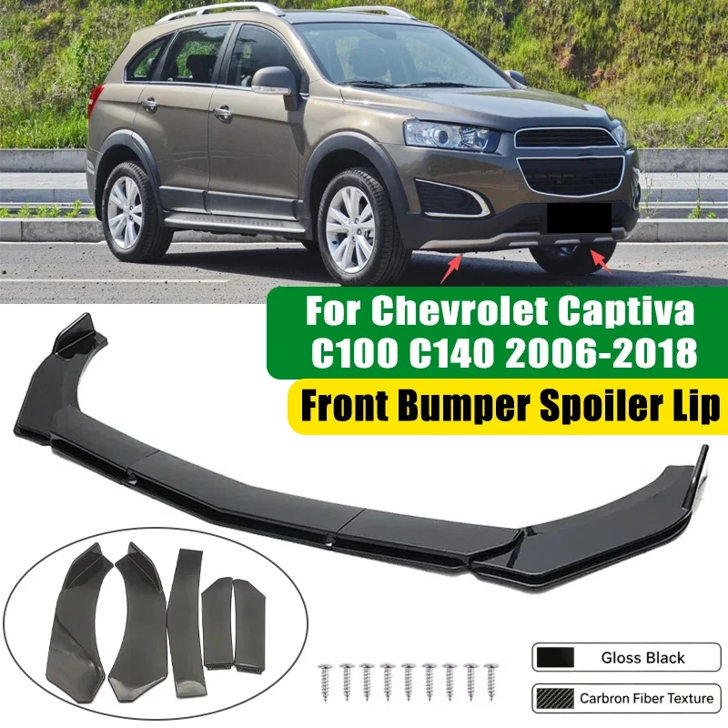 For Chevrolet Captiva C100 C140 2006-2018 5Pcs ABS Car Front Bumper Lip Spoiler Splitter Body Kit Canard Tuning Accessories