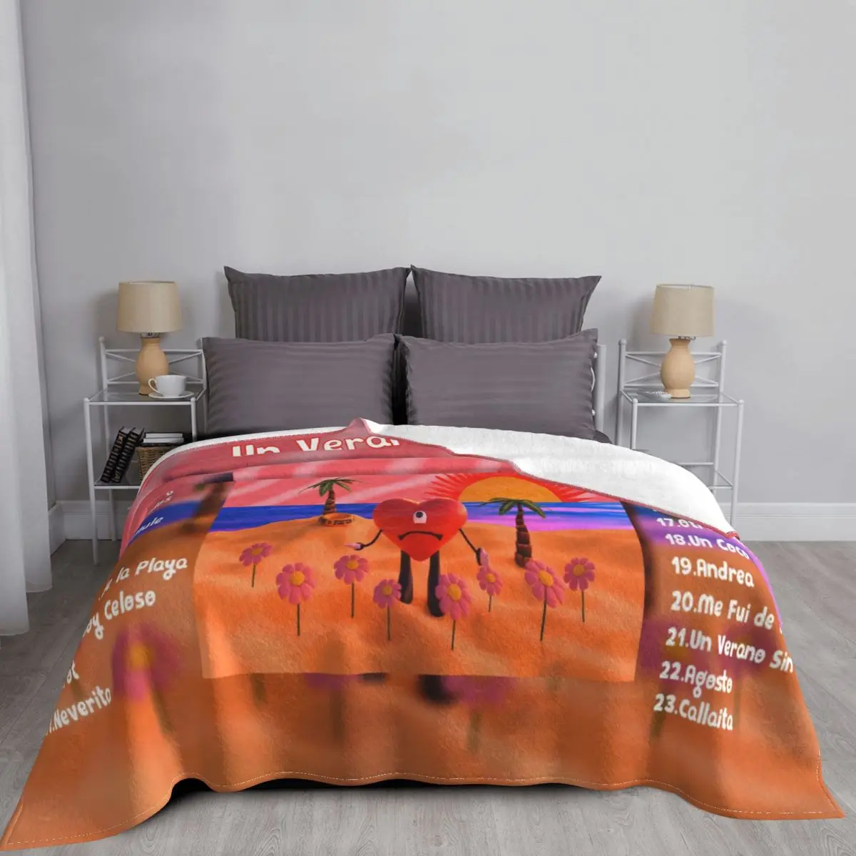 Bad Bunny Blanket Fleece Spring/Autumn Un Verano Sin Ti Multifunction Lightweight Thin Throw Blanket for Home Travel Bedspreads