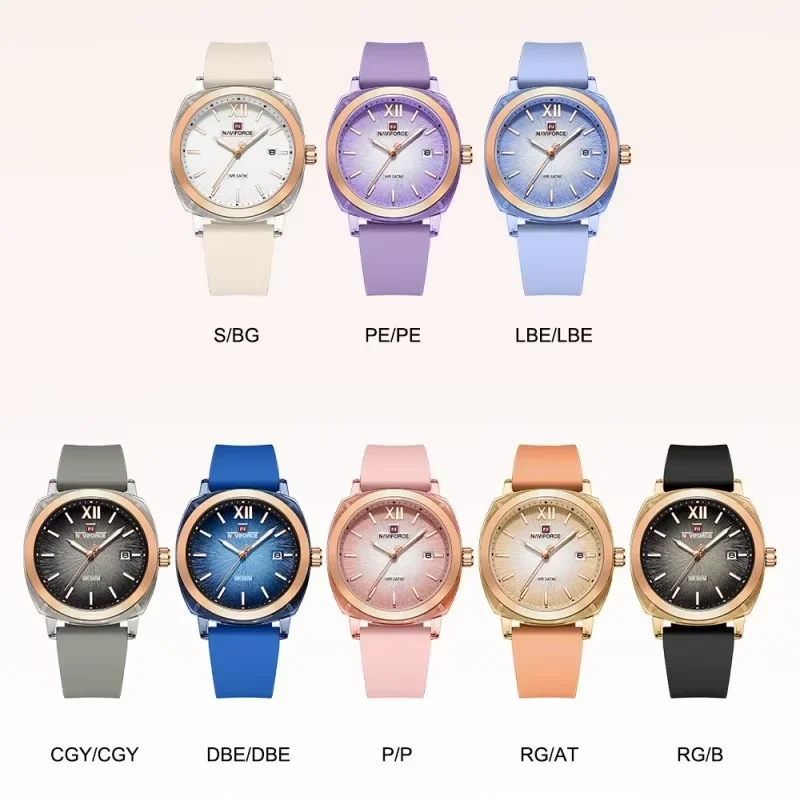NAVIFORCE Fashion Simple Women's Quartz Watch Silicone Strap Luminous Pointer Shockproof Waterproof Women's Watch Package Gifts