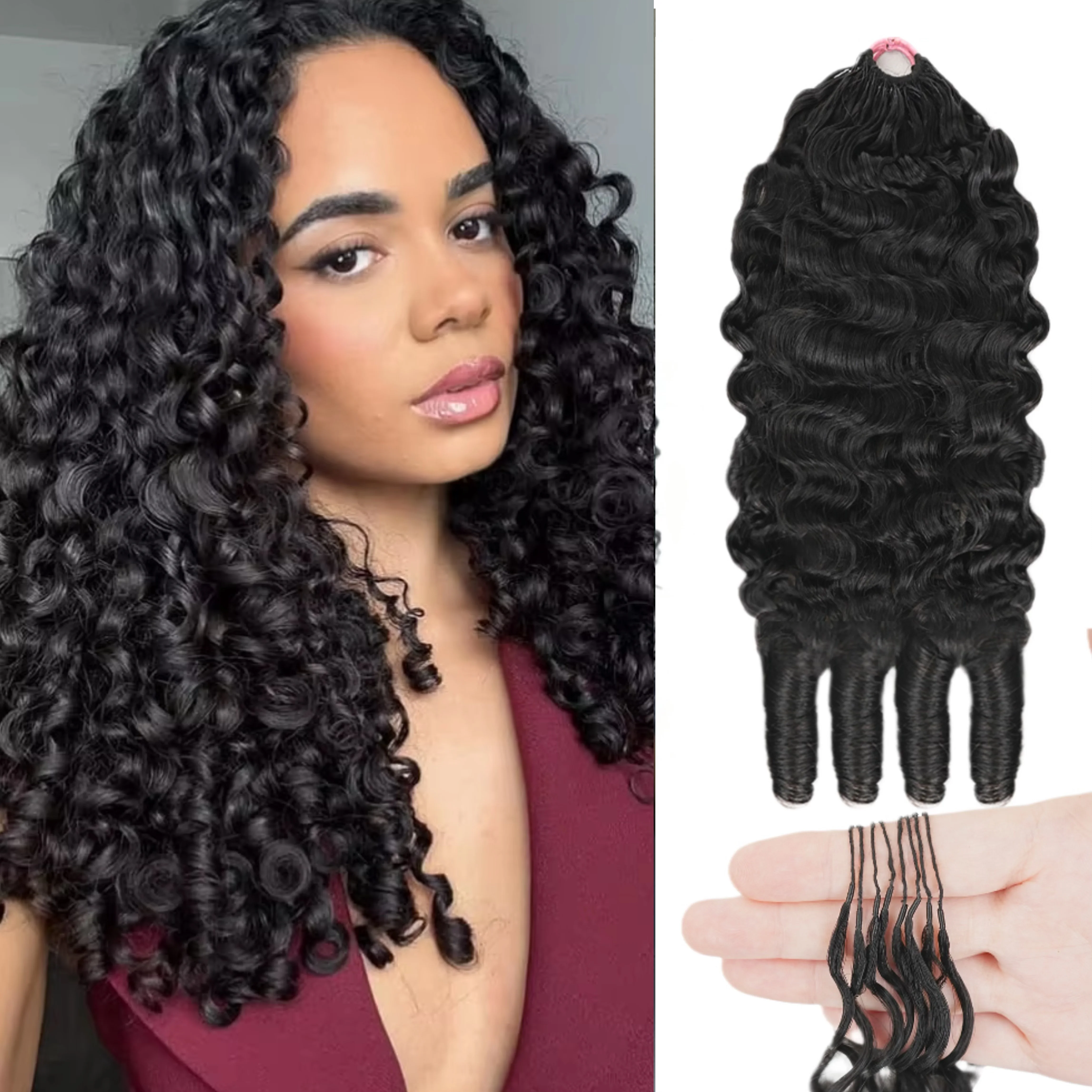 

Натуральные волосы Remy Burmese Curly для плетения крючком, предварительно разделенные, без узлов, прочные, многоразовые, с предварительно прорезанными петлями, для женщин