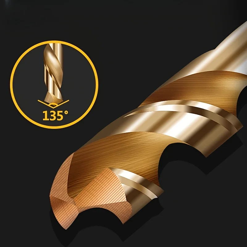 25-teiliges M35 Kobalt-Bohrerset 1mm-13mm, 135-Grad-Spitze Spiralbohrer mit Metallbox für Stahl- und Haushaltsbohrungen – Detail 5