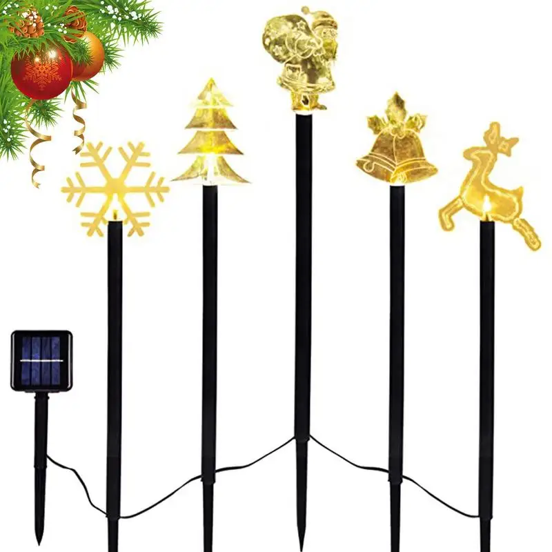 

Christmas Garden Stake Lights Santa Snowflake Reindeer Waterproof Garden Lights Solar/Battery Operated Garden Stakes Walkway