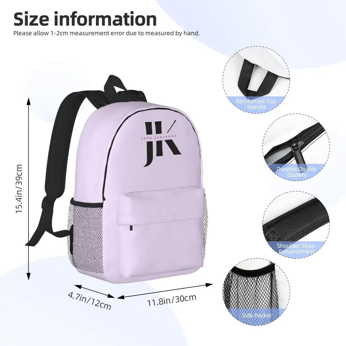 Jeon Jungkook Logo Backpacks Boys Girls Bookbag Cartoon Children School Bags Laptop Rucksack Shoulder Bag Large Capacity