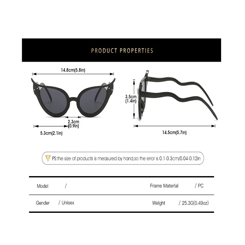 KAMMPT New Cat Eye Sunglasses Fashion Vintage Snake Shaped Frame Multicolor for Women Stylish Trendy Brand Design Shade Eyewear