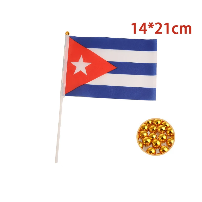 EOODLOVE 10/20/50 pieces 14 * 21CM Cuban hand-held flag with plastic flagpole, Cuban party hand-held flag