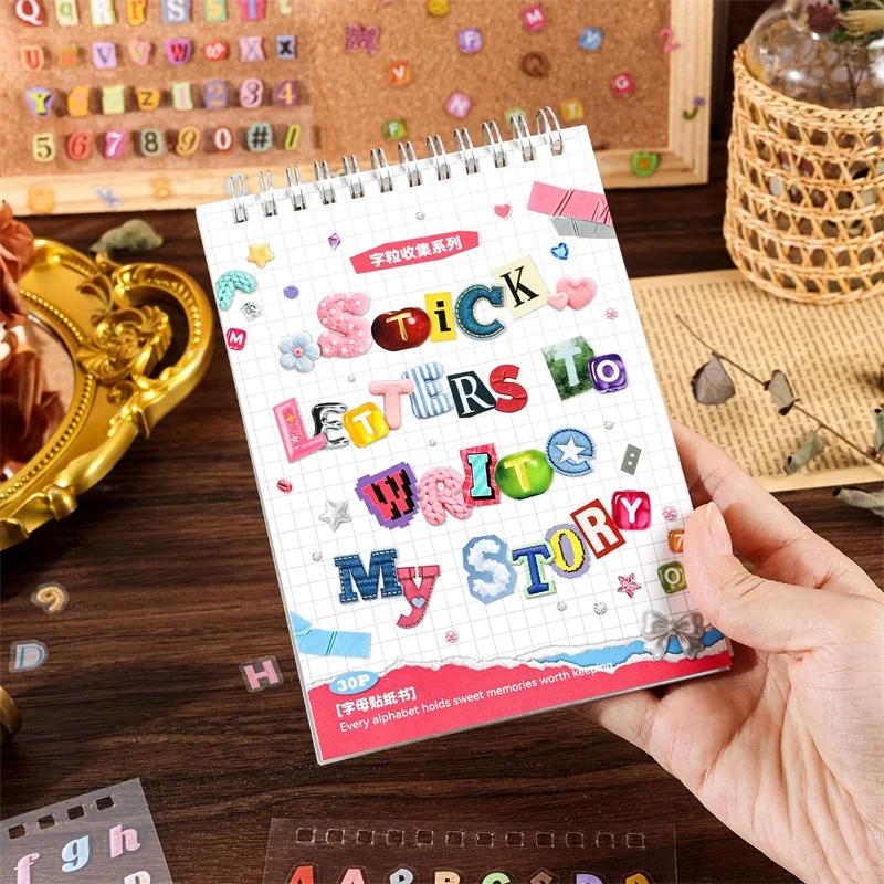 30 Sheets Cartoon Letter Stickers Colorful A-Z Alphabet PET Waterproof Decals For Journaling Scrapbooking Gift Decor Labeling