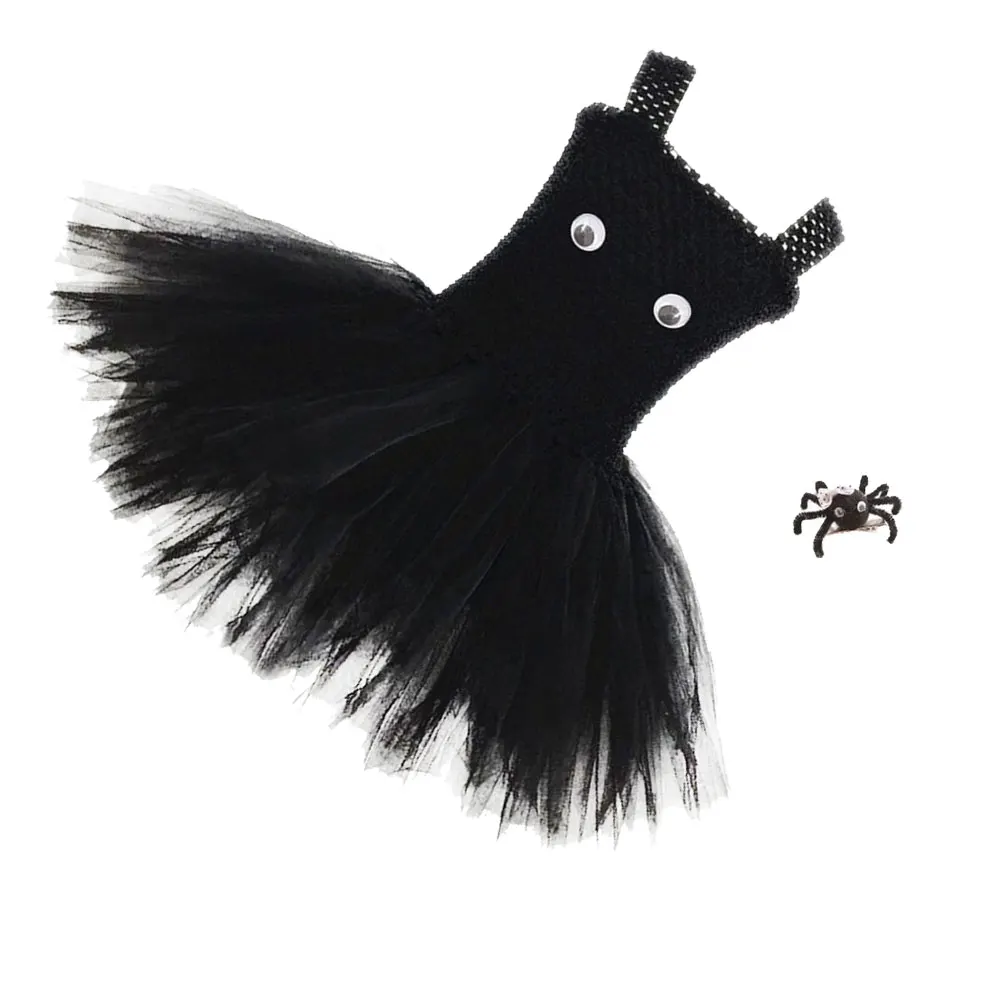 

Halloween Girls Dress Sleeveless Skirt Halloween Outfits Kids Costume Party Tutu Dress With Spider Hair Clip Outfits Cosplay