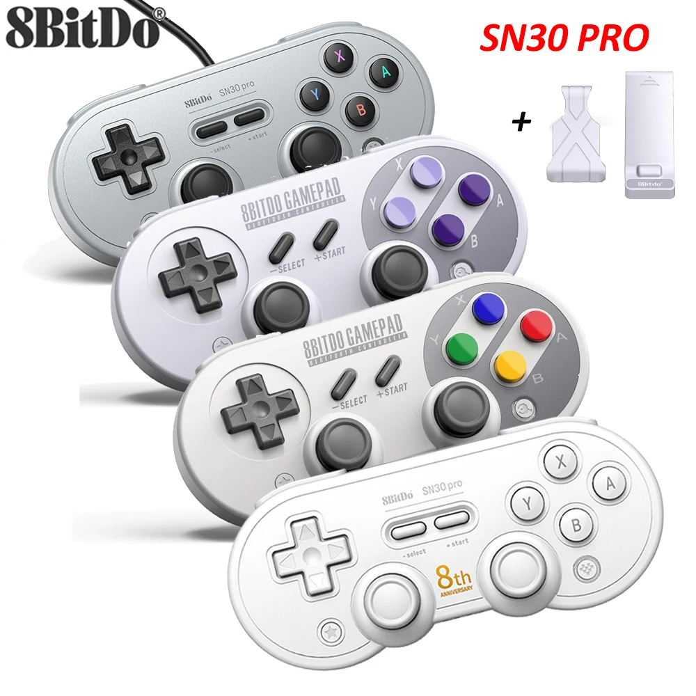 1 atau 2 Buah 8BitDo SN30 Pro Kabel USB Gamepad Kontrol Permainan untuk NS Switch Windows Raspberry Pi SN Edisi Pengendali Aksesori